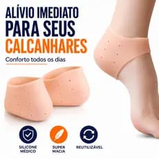 Kit 1 ou 2 pares Palmilha Silicone Gel Calcanhar Ortopédica Anti Dor Fascite Plantar Esporão Hidratante Protetor