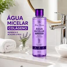 Água Micelar com Colágeno e Aloe Vera 300ml Demaquilante Limpeza Facial Removedor de Maquiagem Blue Moon