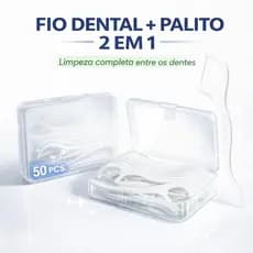 Fio Dental com Palito 2 em 1 | Limpeza Profunda + Hálito Fresco | 50 Unidades