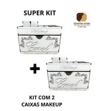 Kit 2 Caixas Organizadoras de Maquiagem em MDF Branco Personalizadas - Porta Maquiagem