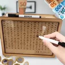 Cofrinho dos Desafios 10 Mil Reais Desafio de Guardar Dinheiro | Educativo Cofre WoodBox