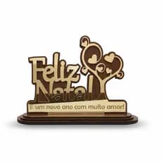 Enfeite de Mesa Natalino em MDF e Acrílico – “Feliz Natal e um Próspero Ano Novo”