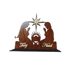 Presépio Natalino em MDF 3mm – Mini Decorativo com Base e Escrita “Feliz Natal”