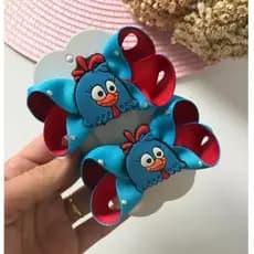 Par de Laço Cabelo Infantil na presilha Galinha Pintadinha