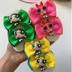 Par Laço  cabelo Infantil na presilha Meninas Superpoderosas – Lindinha, Florzinha ou Docinho
