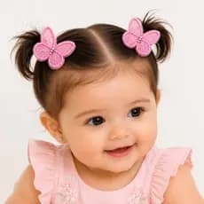 Mini Par de Laço Jardim Encantado no Bico de Pato Para Cabelo Bebê Menina Borboleta