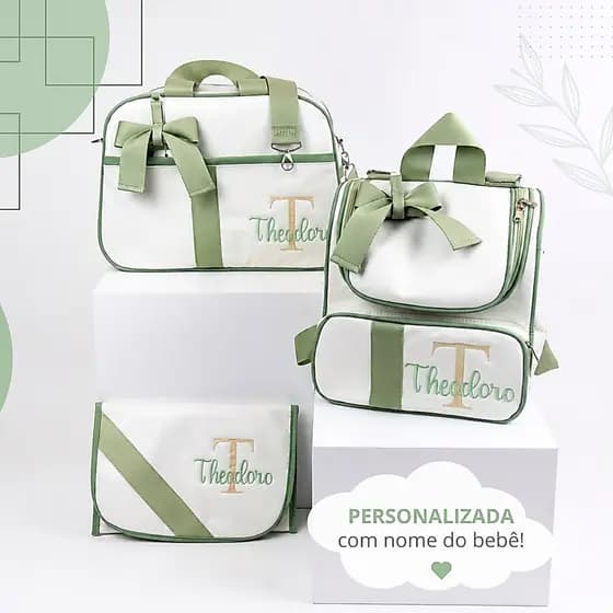 Bolsa maternidade completa mala maternidade + mochila + trocador portátil impermeável | PERSONALIZADA COM O NOME DO BEBÊ