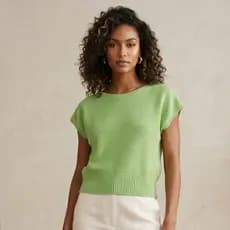 Blusa Cropped Feminino com Trama Delicada e Acabamento Canelado