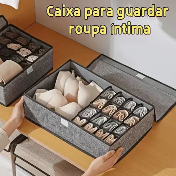Caixa Organizadora De Gaveta Com Divisórias com Tampa Para Peças Intimas/ Meias/ Calcinha Anti-Poeiras Multiuso