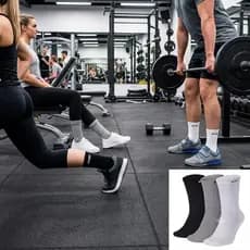 Kit 3 Pares Meia Cano Alto Streetwear Sport Casual Algodão Premium