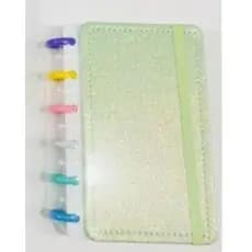 Mini Caderno Discos (A6) | Capa Glitters 70 Folhas Removível | Anotações Estudos