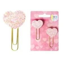 Clips meu Coração Rosa com 2 unidades Papelaria Fofa