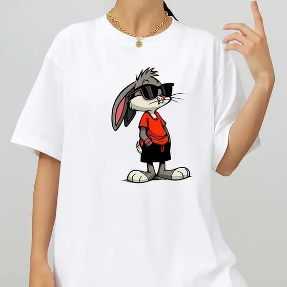 Camiseta Feminina Streetwear Estampada Algodão Camisa Blogueira Pernalonga