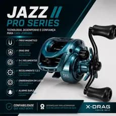 Carretilha  de Pesca Jazz Pro Series Esquerda 6 Rolamentos Corpo em Grafite Freio Magnético
