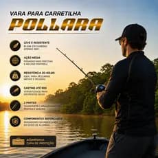 Vara Para Carretilha Pollara 2,10m Carbono 20-40lbs Ultra Resistente Leve 166g 2 Partes