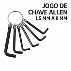 Chave de Aperto Allen L C/ 8 Peças 1,5mm a 8mm Aço Carbono