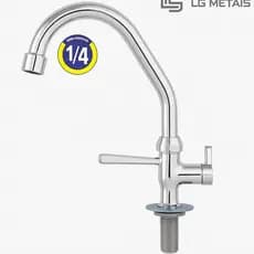 Torneira Bica Móvel De Cozinha bancada Alavanca 1/4 Inox Acabamento Cromada Cor Prateado