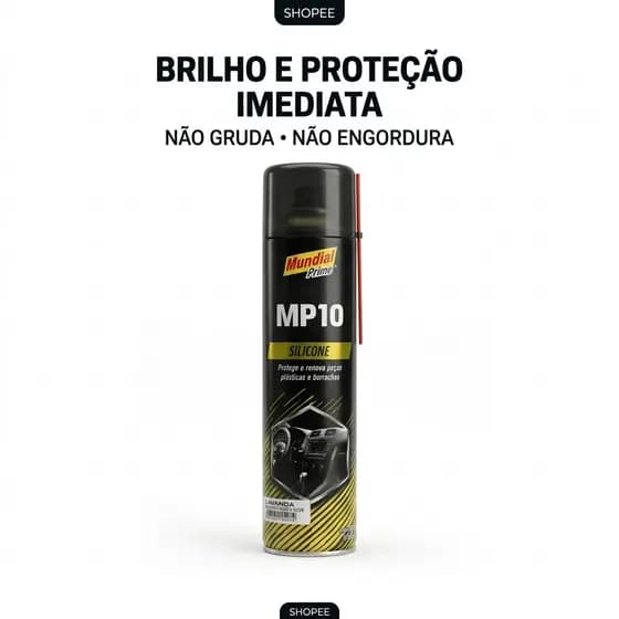 Spray Silicone Automotivo MP10 Mundial Prime Protege Painel Plásticos Borrachas Brilho Seco