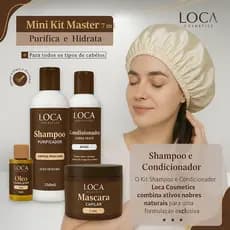 Loca Cosmetics Kit Mascara 500g + Shampoo + Condicionador 250ml + Oléo 7ml + Touca Cetim