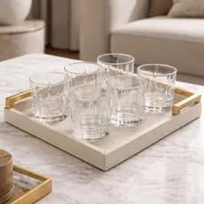 Kit 6 Copos de Vidro 320ml Luxo – Copo Whisky/Água Elegante com Textura | Resistentes e Modernos