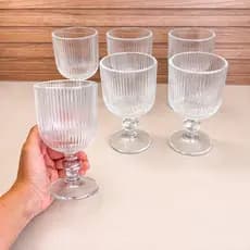 Conjunto 6 Tacas De Vidro Canelado Transparente 280ml