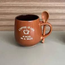 Caneca de Cerâmica 325ml com Colher Café Chá