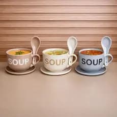 Caneca para Sopa 470ml com Pires Cerâmica SOUP / ZUPPA