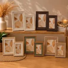 Kit Porta Retrato Decorativo Luxo Parede e Mesa com Vidro Moldura Moderna 2 Peças