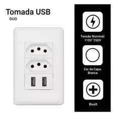 Tomada Parede Com 2 Usb E 1 TYPE -C CarregadoR TURBO 20W CP*102 EX-5612/5613
