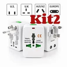 Kit 2 Adaptador Internacional Tudo-Em-Um Universal Adaptador Tomadas + 150 Países