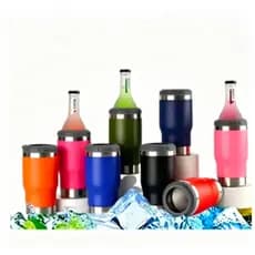 KIT10/15/20/30 Copo Térmico Porta Lata/long Neck Isolamento Vácuo Inox com 2 tampas 420ml YT-1012