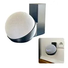 Suporte para Alexa Echo Dot 4 / 5 - Tomada Compartimento para Fios