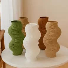 Kit Vaso Decorativo Estilo Ondulado - Charme Contemporâneo para Ambientes Modernos