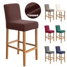 Capa Elástica Curta para Cadeira, Capa para Banqueta de Bar em Jacquard T para Café e Casa, Anti-riscos, Tamanho S,