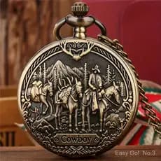Charmoso Colar De Relógio De Bolso De Quartzo'cowboy : Um Presente Vintage Atemporal Com Estética Ocidental !