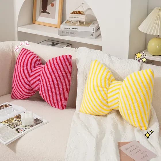 Almofada de sofá com laço, almofada simples para descanso, almofada, almofada lombar para quarto, almofada decorativa fo