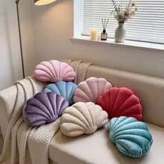 Almofada em Forma de Concha, Superfície de Veludo, Almofada Decorativa para Aquário Doméstico, Sofá e Escritório.