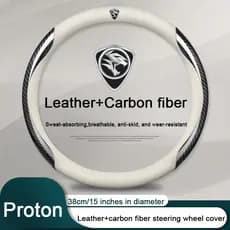 Capa de volante de couro com fibra de carbono para carro, adequada para volante de 38cm, capa protetora antiderrapante p