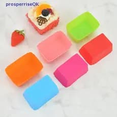 Conjunto de 6 Formas Retangulares de Silicone Macio para Muffins e Bolos