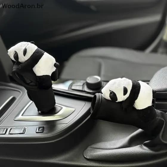 WoodAron 1 Peça Capa De Mudança De Marcha De Carro De Panda Fofa De Desenho Animado De Pelúcia Macia Freio De Mão Automá