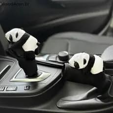 WoodAron 1 Peça Capa De Mudança De Marcha De Carro De Panda Fofa De Desenho Animado De Pelúcia Macia Freio De Mão Automá