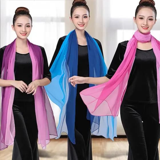 Lenço De Seda Feminino Com Cor Degradê Quadrado Para Dança /