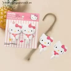 RC 2 Pçs/set Hello Kitty Ganchos De Parede Adesivos Bonito Kt Gato Chave Saco Cabide Para Cozinha Banheiro Porta Acessór