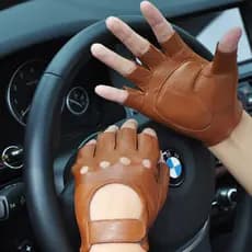 Luvas de couro para motocicletas Luvas antiderrapantes Luvas masculinas sem dedos Meia-luva de ciclismo Fitness Tático D
