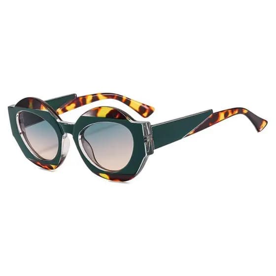 Óculos de Sol Ovais Retro Únicos de Duas Cores para Mulheres, Óculos de Sol com Lentes Gradientes Transparentes para Hom