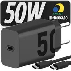 Carregador Turbo de 50W tipo-C com Qualidade Premium Porta USB-C Para Todos os Aparelhos Tipo C
