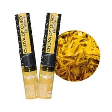 2 lança confete chuva de ouro papel metalizado dourado picado festa aniversário comemoração