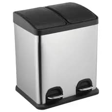 lixeira dupla inox 30 Litros pedal e amortecimento na tampa lixo reciclável orgânico coleta seletiva