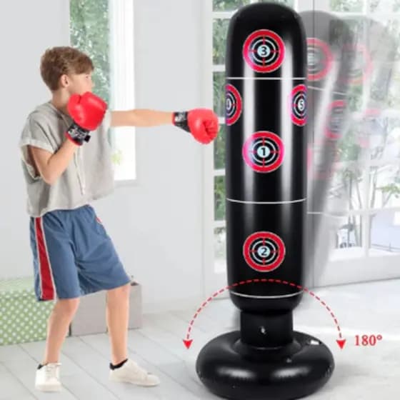 Saco Boxe  Infantil Inflável Joao Bobo Treino Luta Luva