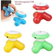 Mini Massageador Portátil A Pilha Ou Usb Com 3 Pontos Relaxante